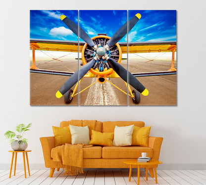 Biplane on Runway Canvas Print ArtLexy   