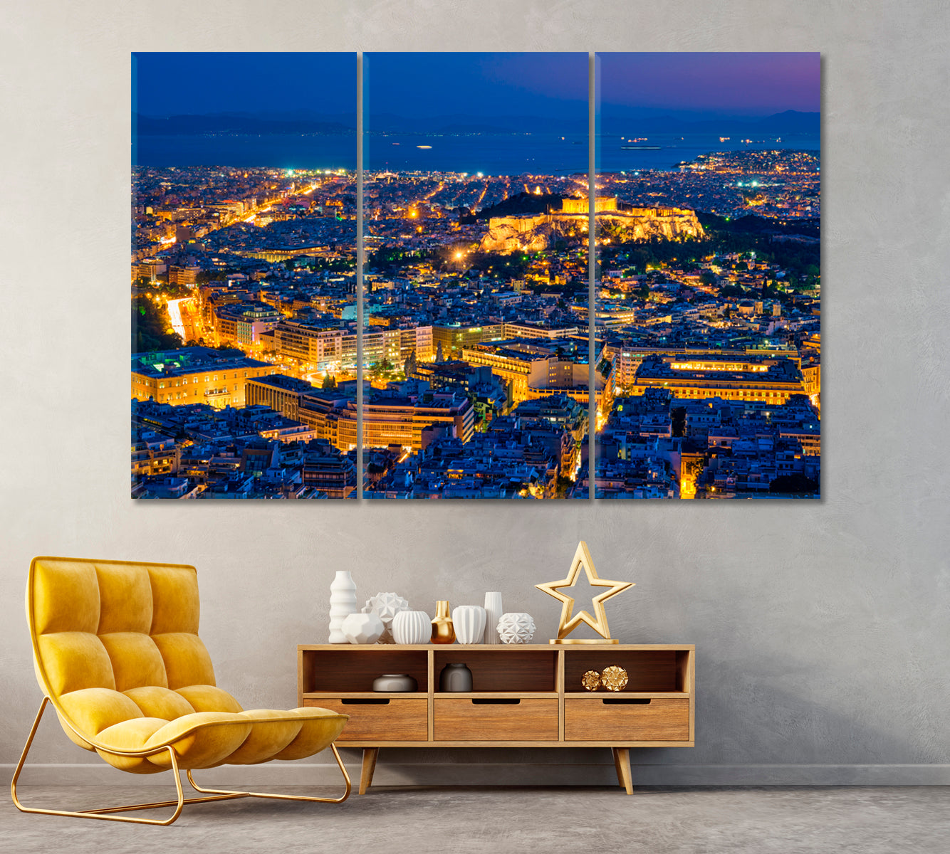 Athens Greece Canvas Print ArtLexy 3 Panels 36"x24" inches 