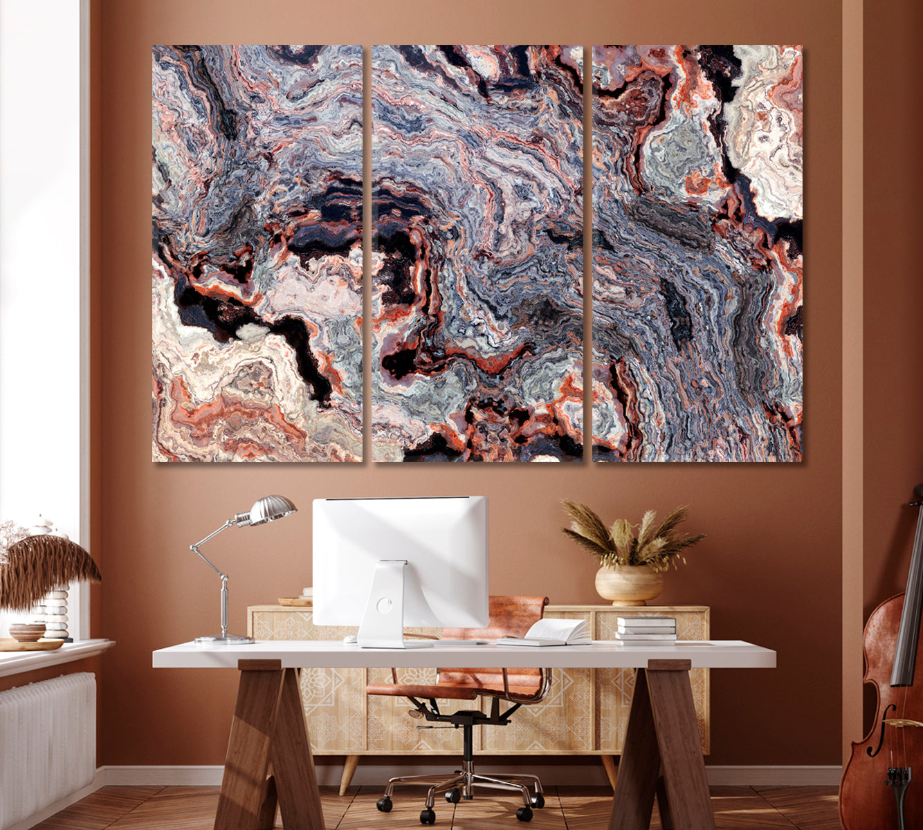 Luxury Abstract Onyx Canvas Print ArtLexy 3 Panels 36"x24" inches 