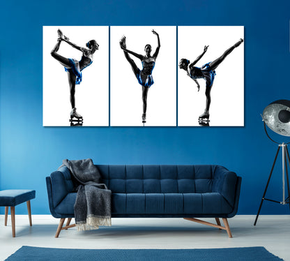 Set of 3 Figure Skater Silhouette Canvas Print ArtLexy 3 Panels 48”x24” inches 