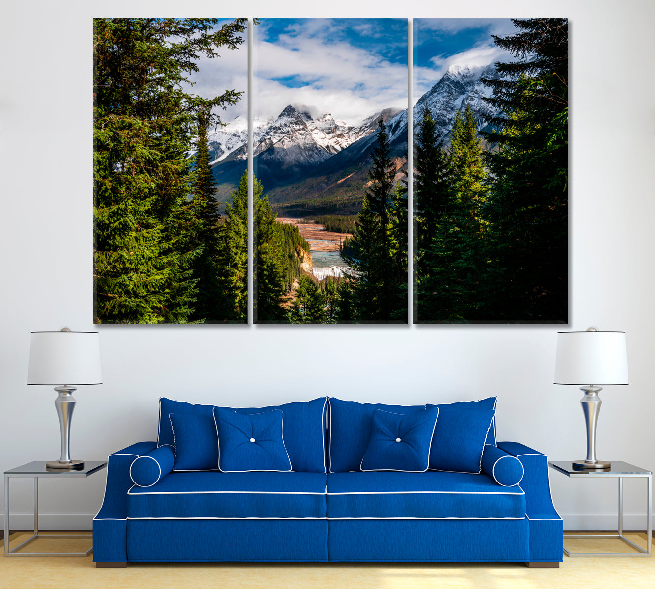 Mountain Range in Yoho National Park Canada Canvas Print ArtLexy 3 Panels 36"x24" inches 