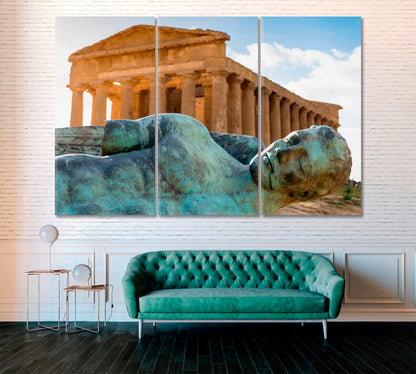 Temple of Concordia Agrigento Italy Canvas Print ArtLexy 3 Panels 36"x24" inches 