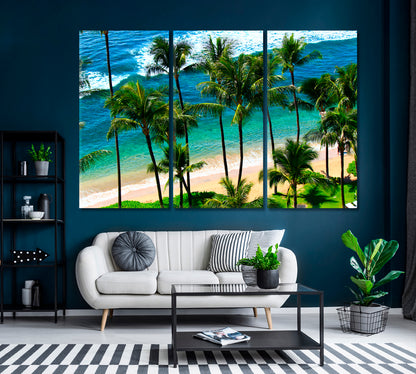 Hawaii Beach with Palm Trees Canvas Print ArtLexy   