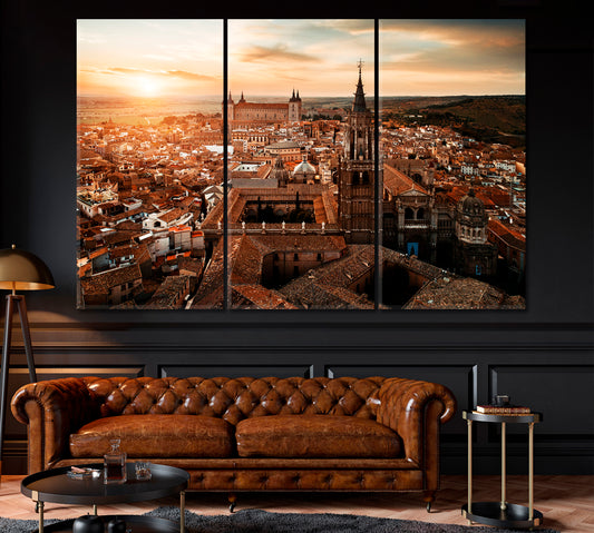 Primate Cathedral of Saint Mary of Toledo Spain Canvas Print ArtLexy 3 Panels 36"x24" inches 