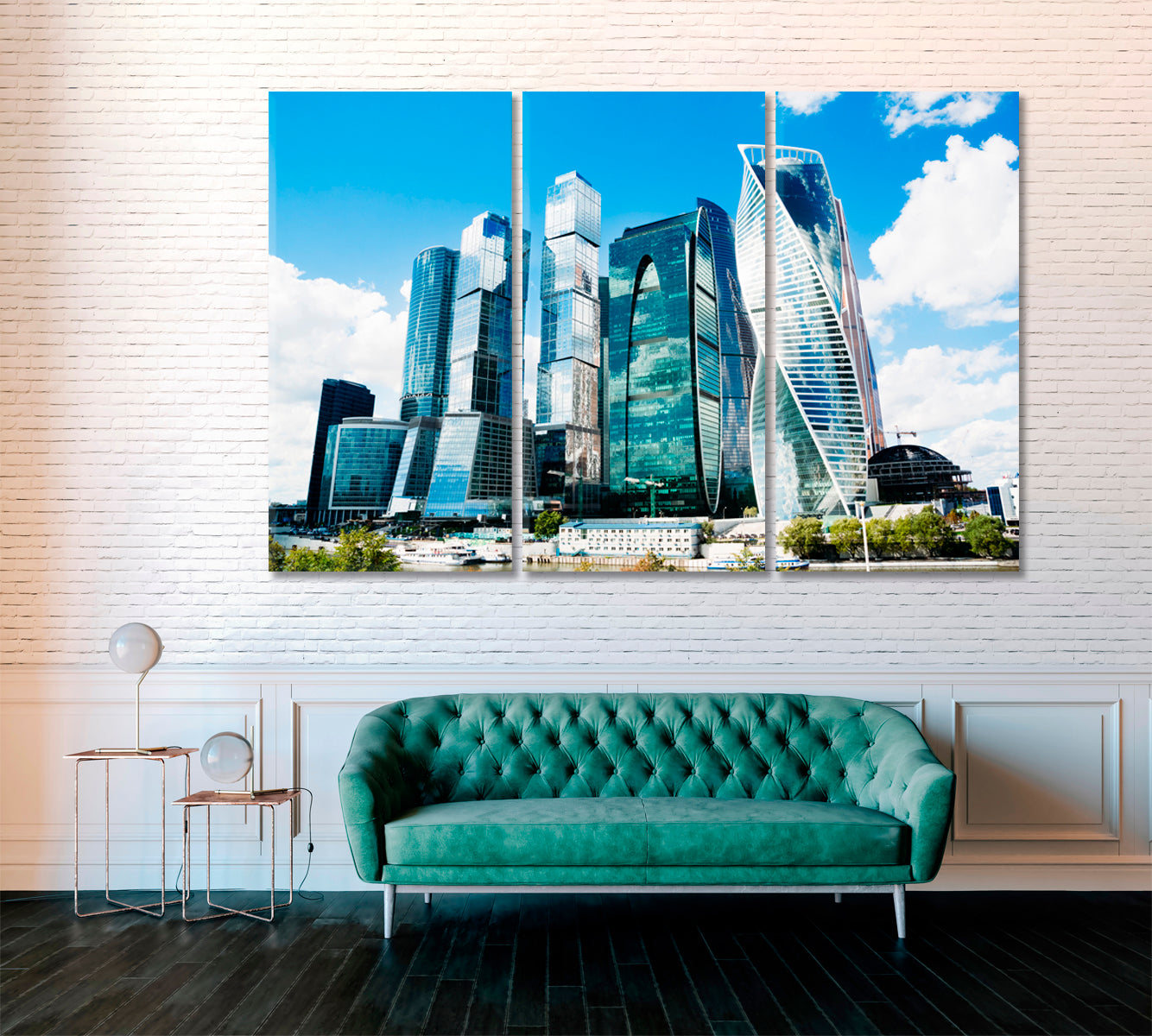 Moscow City Buildings Canvas Print ArtLexy 3 Panels 36"x24" inches 