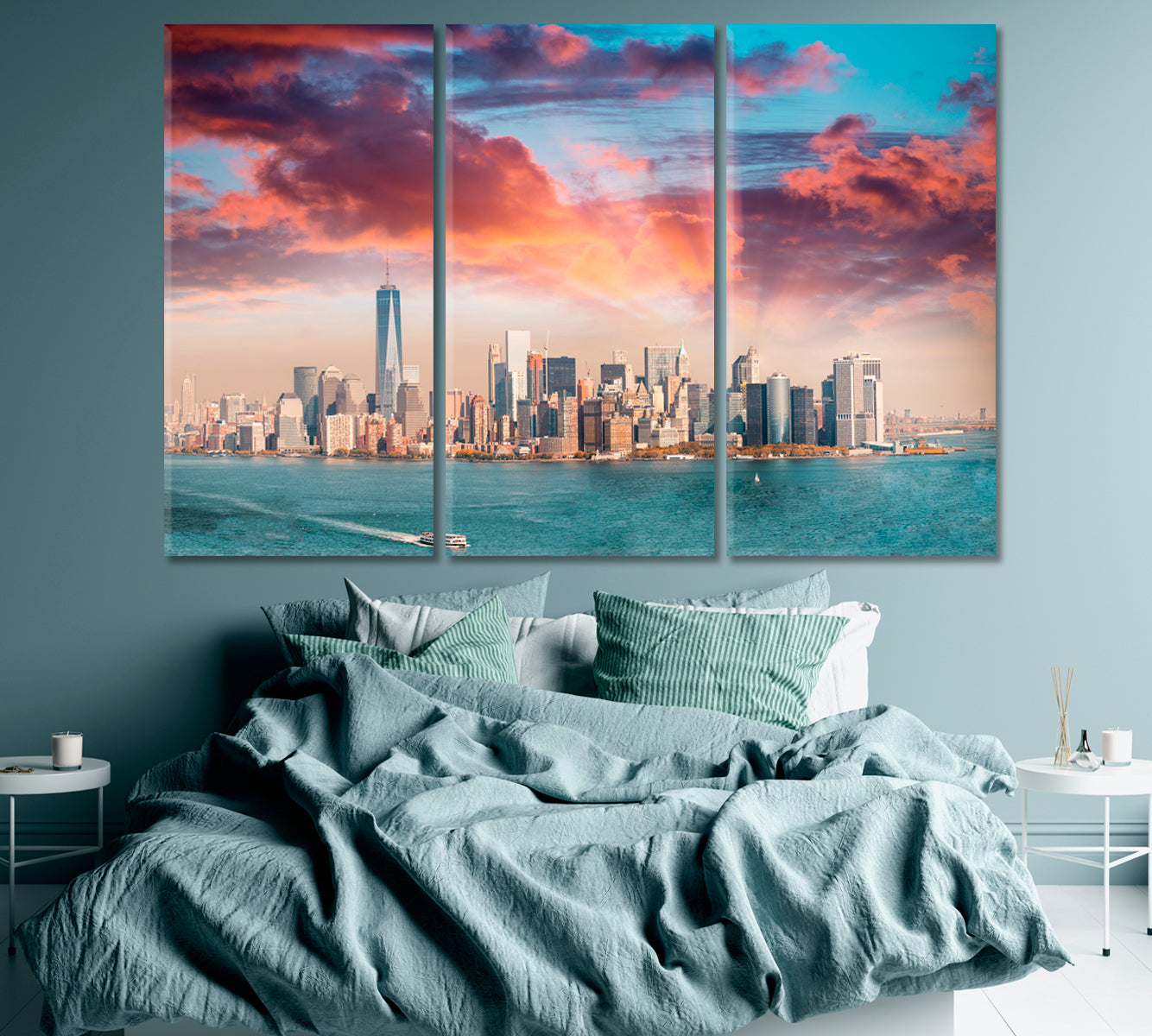 Panoramic view of Lower Manhattan Canvas Print ArtLexy 3 Panels 36"x24" inches 