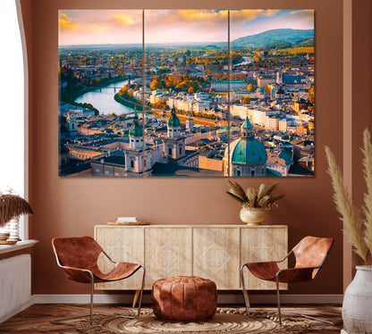 Salzburg in Autumn Austria Canvas Print ArtLexy 3 Panels 36"x24" inches 