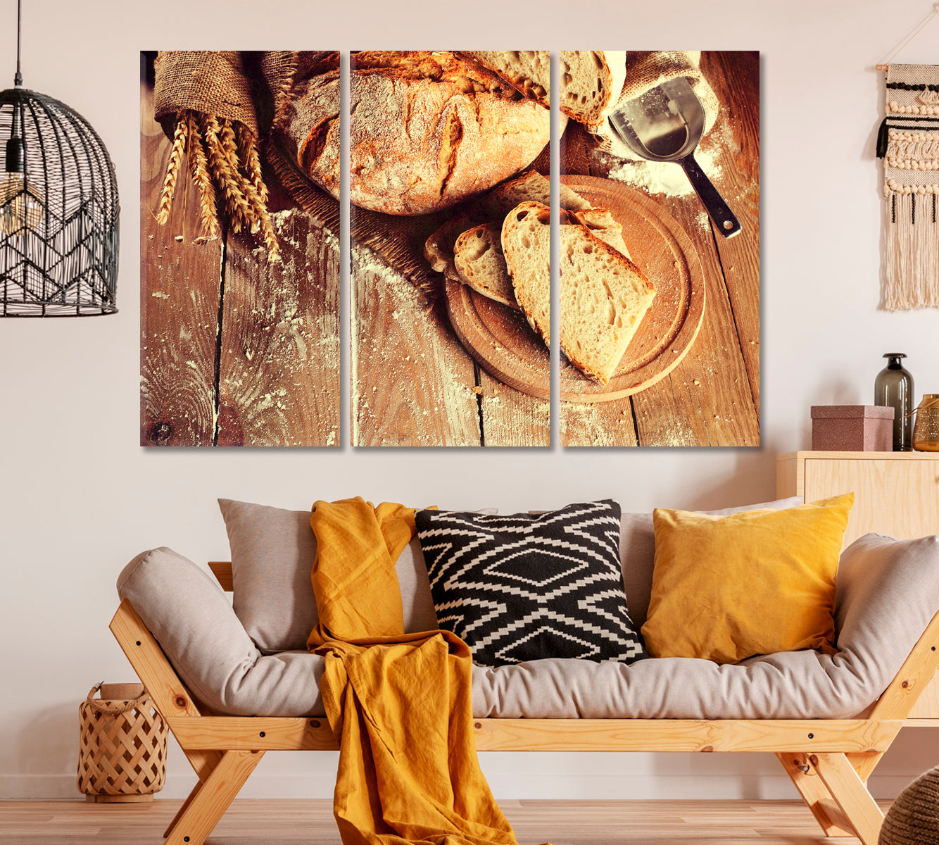 Freshly Baked Bread Canvas Print ArtLexy 3 Panels 36"x24" inches 