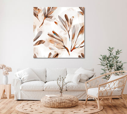 Abstract Beige Leaves Canvas Print ArtLexy   