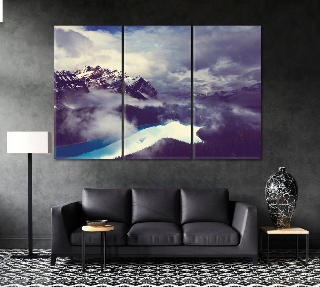 Canadian Mountains Canvas Print ArtLexy 3 Panels 36"x24" inches 