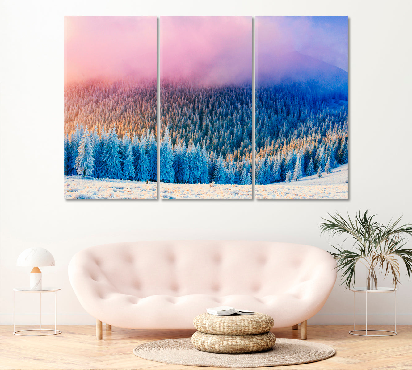 Winter Forest in Austria Alps Canvas Print ArtLexy 3 Panels 36"x24" inches 
