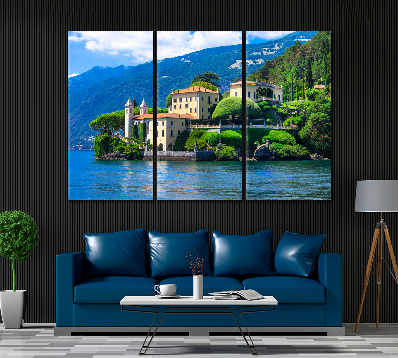 Lake Como Italy Lombardy Canvas Print ArtLexy 3 Panels 36"x24" inches 