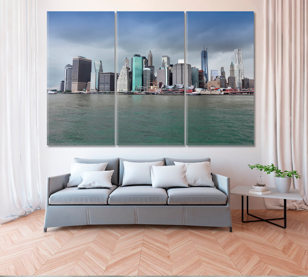 Storm Clouds over Manhattan New York City Canvas Print ArtLexy 3 Panels 36"x24" inches 