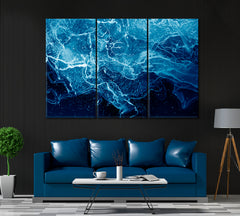 Abstract Sea Waves Canvas Print ArtLexy 3 Panels 36"x24" inches 