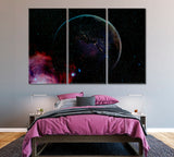 Nebula and Stars in Space Canvas Print ArtLexy 3 Panels 36"x24" inches 