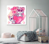 Kittens with Hearts Canvas Print ArtLexy   