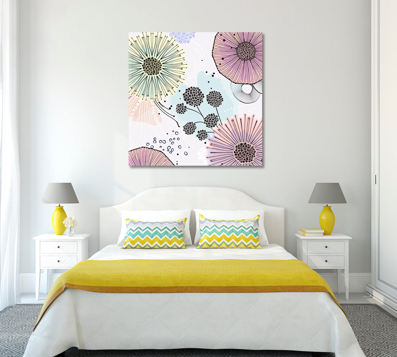 Abstract Contemporary Flowers Canvas Print ArtLexy   