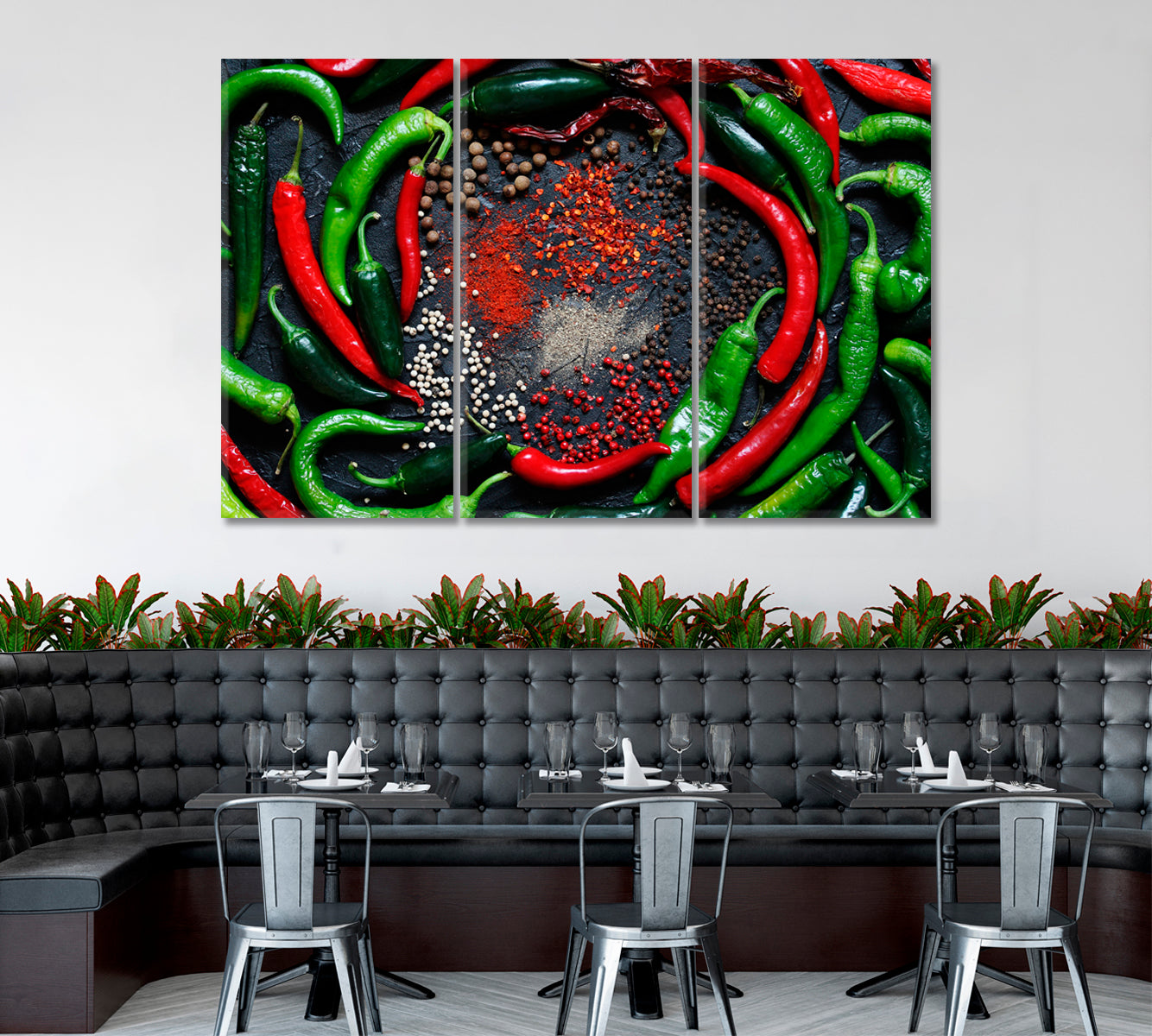 Chili Peppers Canvas Print ArtLexy 3 Panels 36"x24" inches 