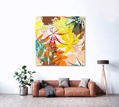 Abstract Autumn Leaves Canvas Print ArtLexy 1 Panel 12"x12" inches 