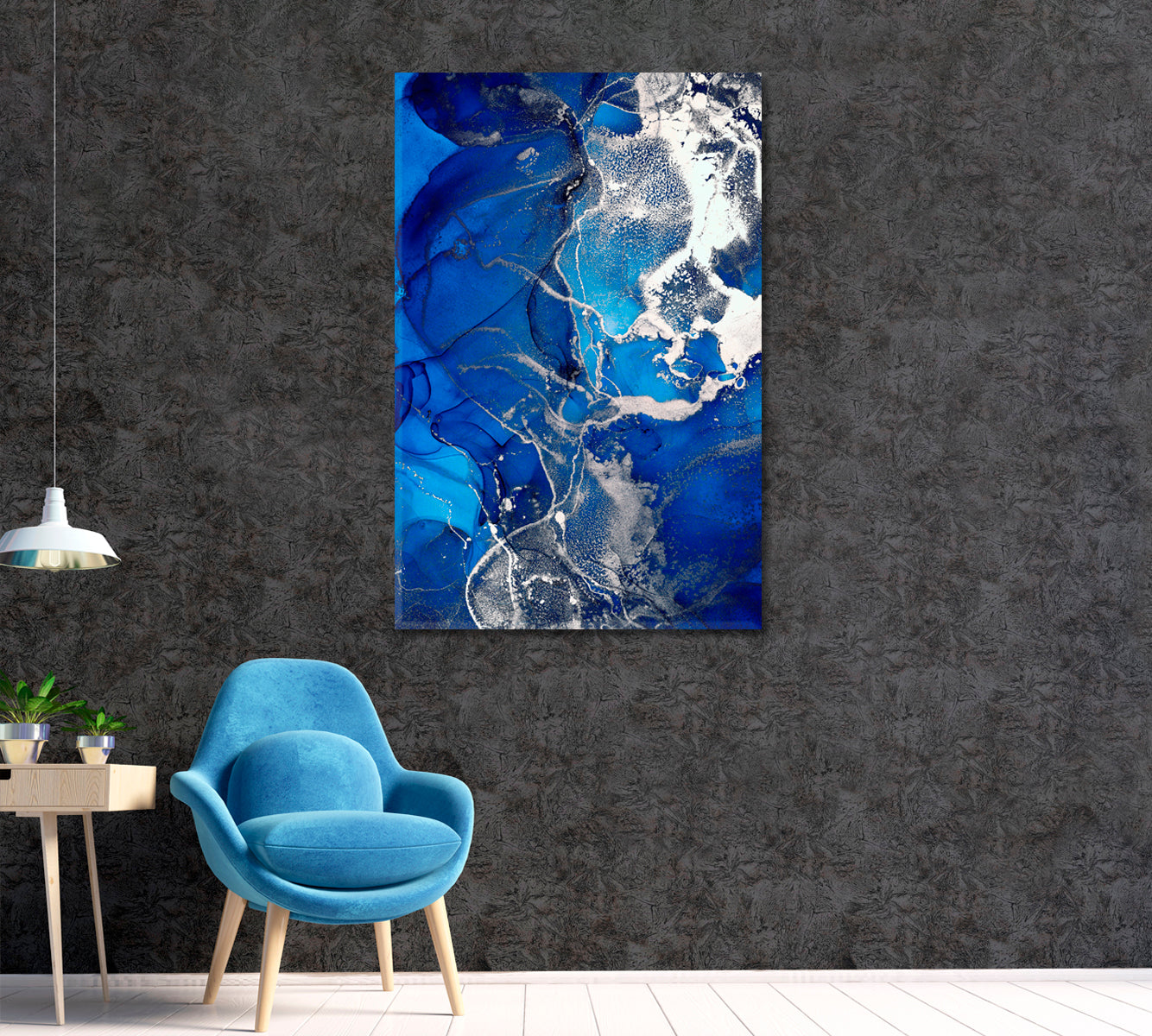 Abstract Blue Marble ink Canvas Print ArtLexy   