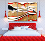 Gold Marble Pattern Canvas Print ArtLexy 3 Panels 36"x24" inches 