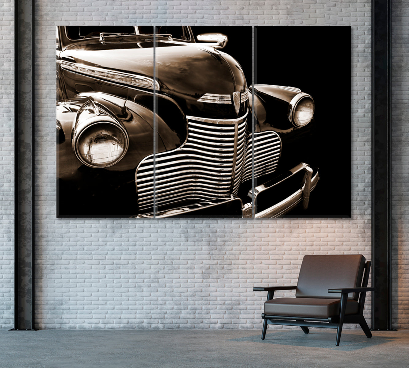Classic Car of 1930s Canvas Print ArtLexy 3 Panels 36"x24" inches 