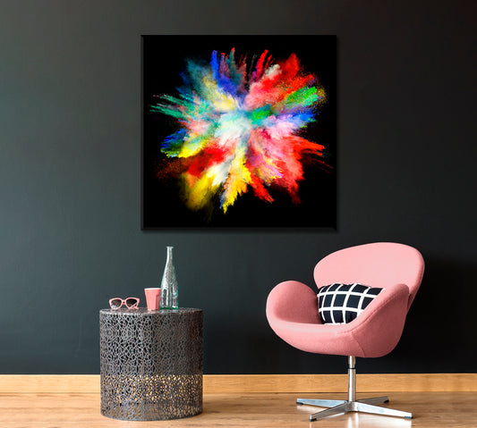 Colorful Powder Explosion Canvas Print ArtLexy 1 Panel 12"x12" inches 