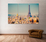 Eiffel Tower Paris France Canvas Print ArtLexy 3 Panels 36"x24" inches 