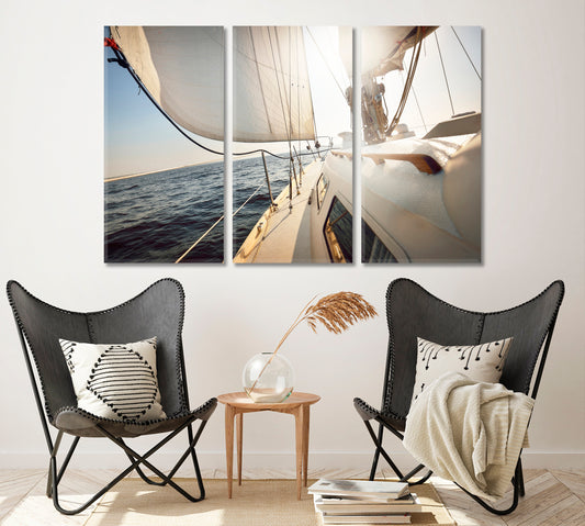 Yacht Sailing On Open Sea Canvas Print ArtLexy   