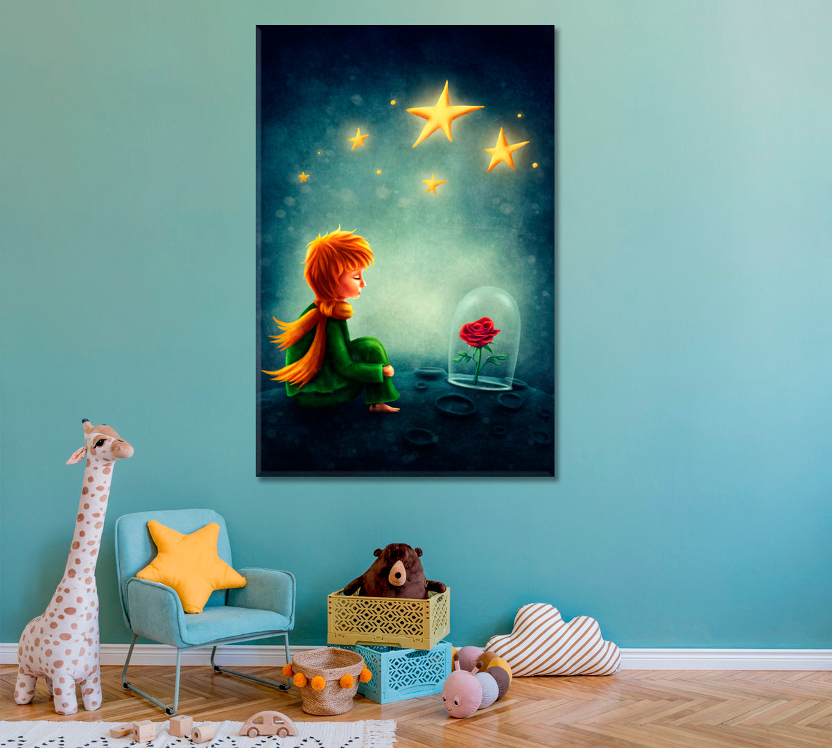 Little Prince and Rose Canvas Print ArtLexy 1 Panel 16"x24" inches 