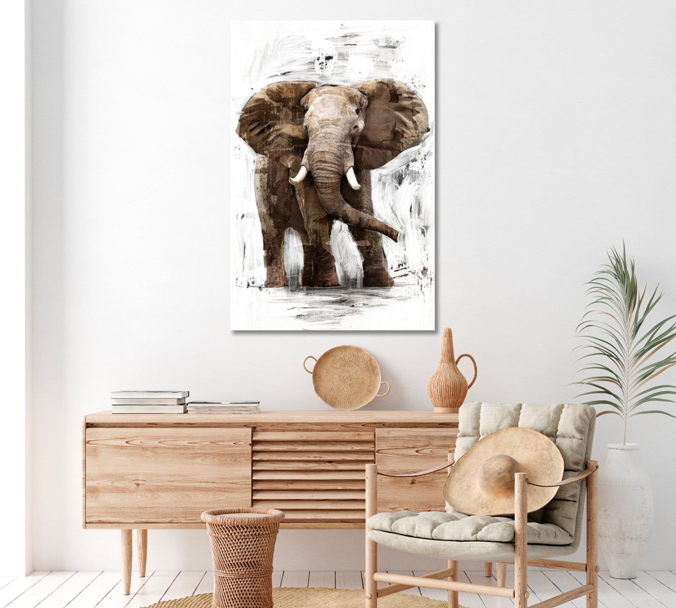 African Elephant Canvas Print ArtLexy 1 Panel 16"x24" inches 