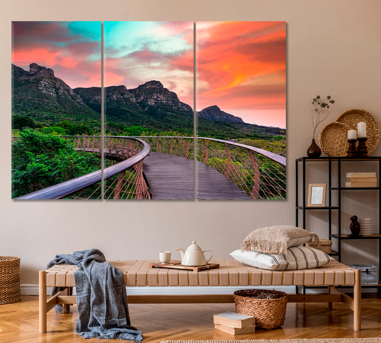 Kirstenbosch Tree Canopy Walkway Cape Town Canvas Print ArtLexy 3 Panels 36"x24" inches 