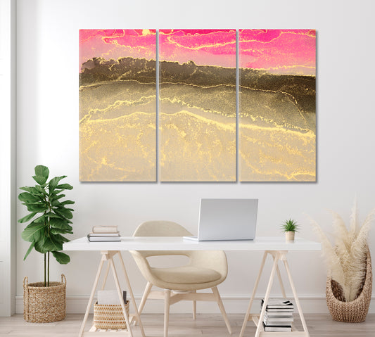 Abstract Vivid Wavy Marble Canvas Print ArtLexy 3 Panels 36"x24" inches 