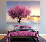 Beautiful Flowering Cherry Tree Canvas Print ArtLexy 3 Panels 36"x24" inches 