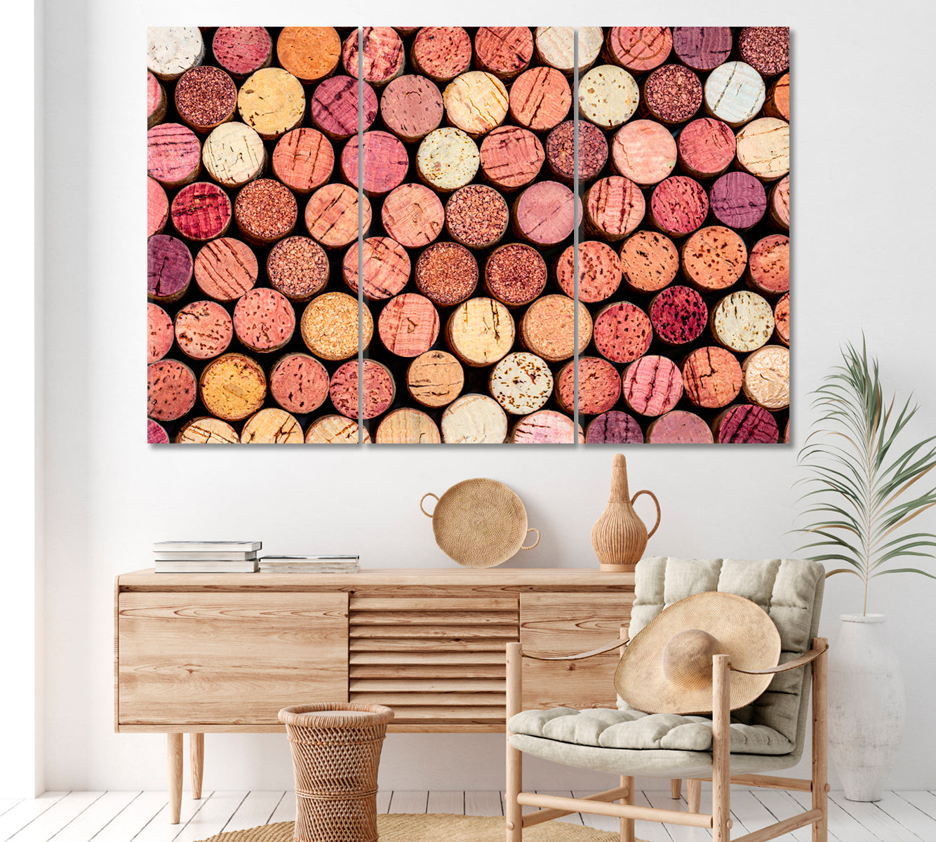 Wine Corks Canvas Print ArtLexy 3 Panels 36"x24" inches 