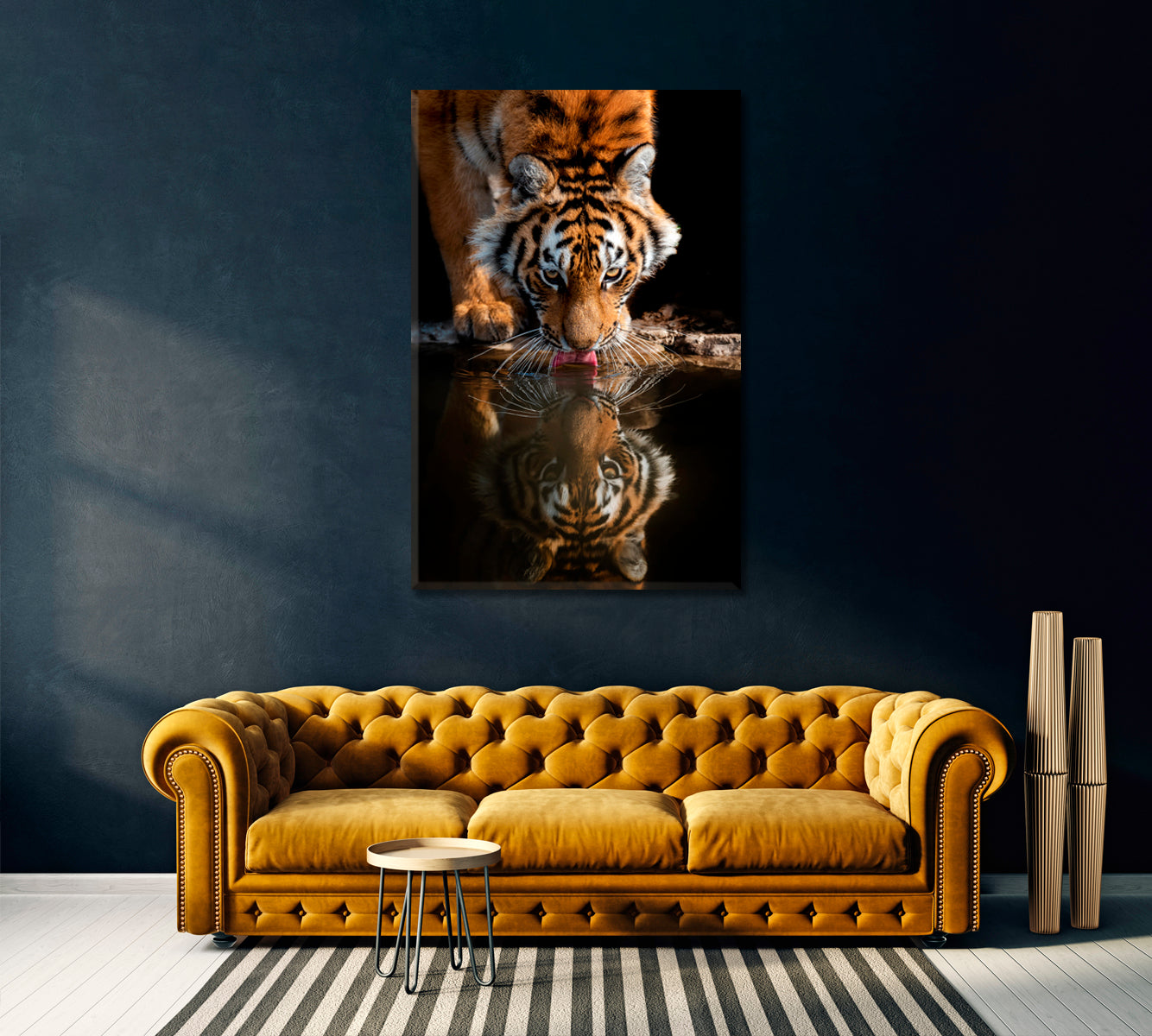 Tiger Drinks Water Canvas Print ArtLexy   