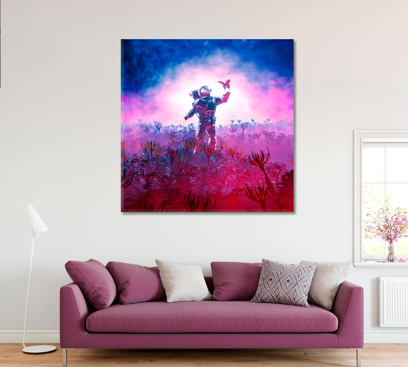 Astronaut with Butterfly Canvas Print ArtLexy   