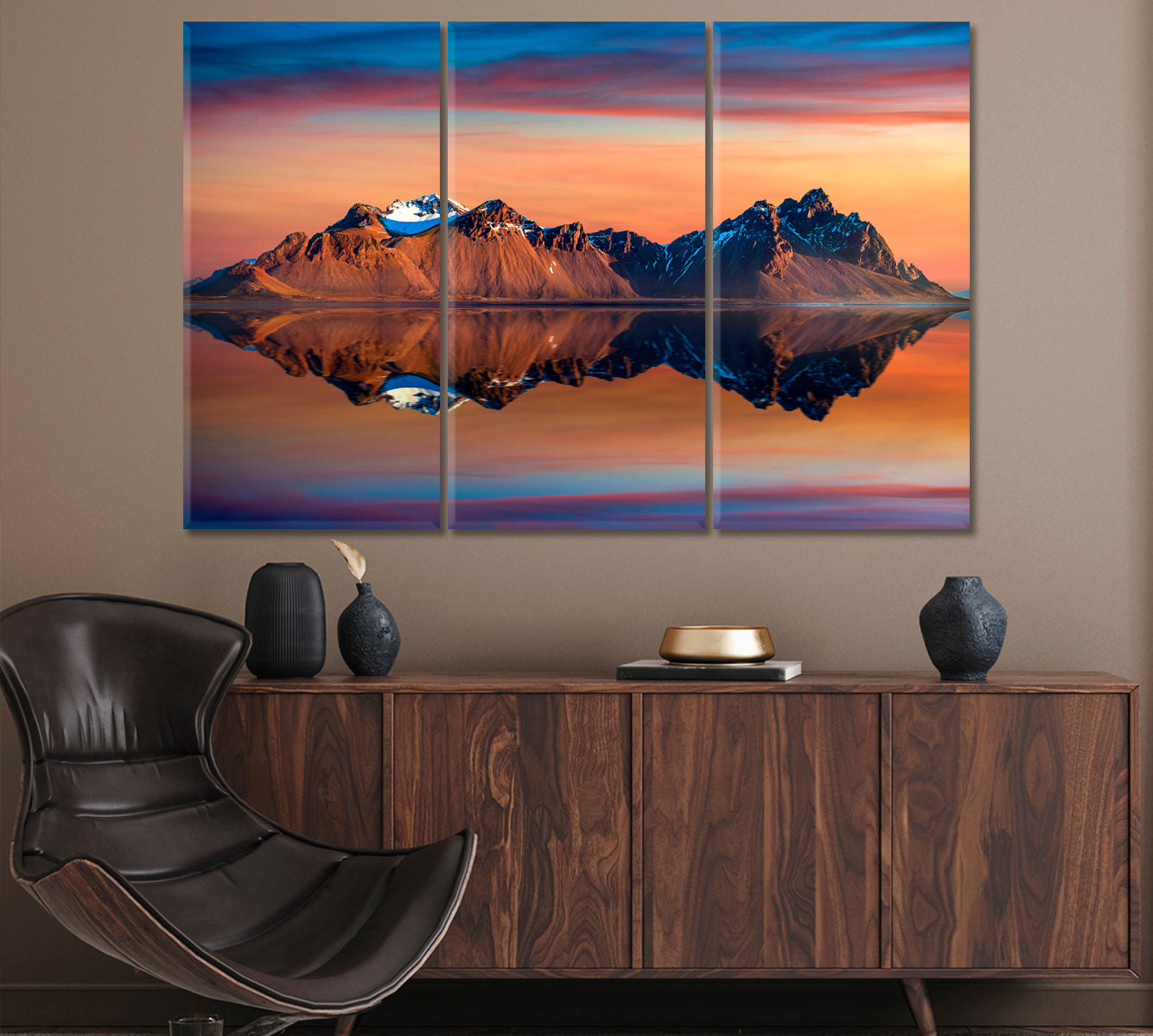 Vestrahorn Mountains at Sunset Iceland Canvas Print ArtLexy 3 Panels 36"x24" inches 