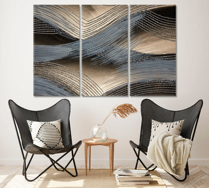Abstract Gold & Silver Design Canvas Print ArtLexy 3 Panels 36"x24" inches 