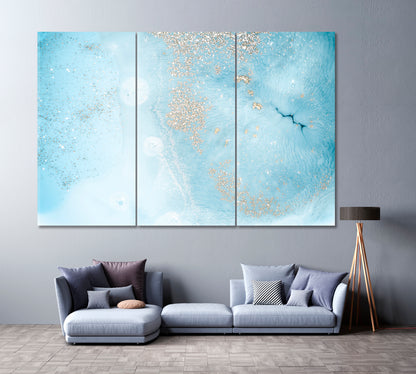 Beautiful Marble Effect with Gold Powder Canvas Print ArtLexy 3 Panels 36"x24" inches 