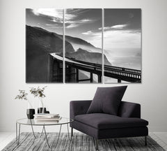 Bixby Creek Bridge California Canvas Print ArtLexy 3 Panels 36"x24" inches 