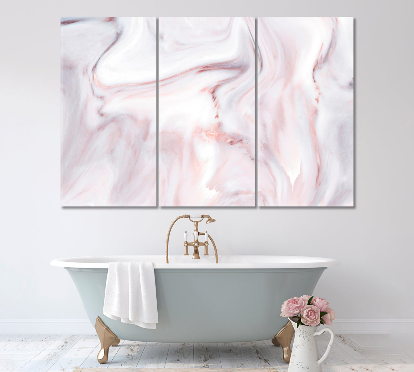 Abstract Pink Marble Pattern Canvas Print ArtLexy 3 Panels 36"x24" inches 