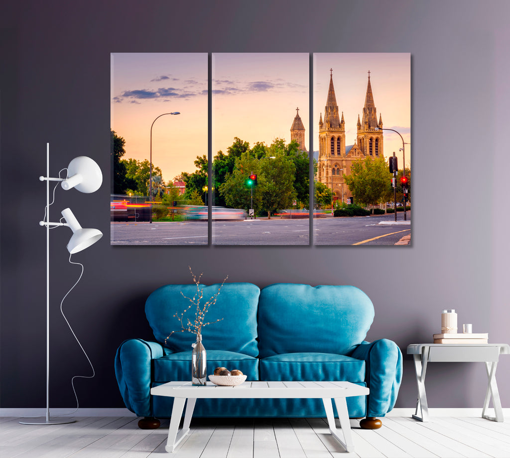 St. Peter's Cathedral Adelaide Canvas Print ArtLexy 3 Panels 36"x24" inches 