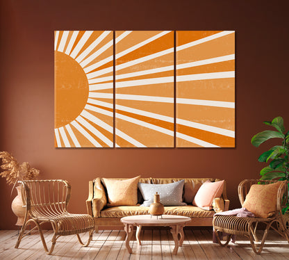 Abstract Minimalist Sunset Canvas Print ArtLexy 3 Panels 36"x24" inches 