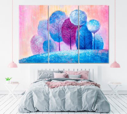 Abstract Colorful Forest Canvas Print ArtLexy 3 Panels 36"x24" inches 