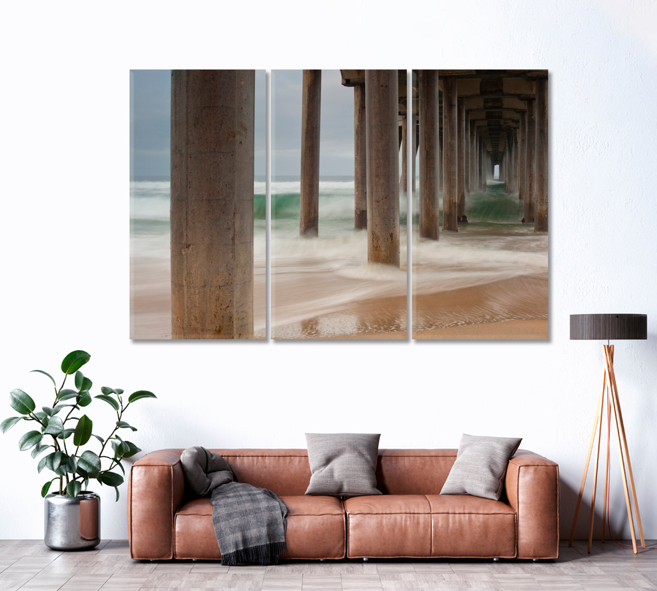 Under Huntington Beach Pier California Canvas Print ArtLexy 3 Panels 36"x24" inches 