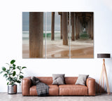 Under Huntington Beach Pier California Canvas Print ArtLexy 3 Panels 36"x24" inches 