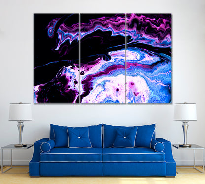 Abstract Marble Mixed Ink Pattern Canvas Print ArtLexy 3 Panels 36"x24" inches 