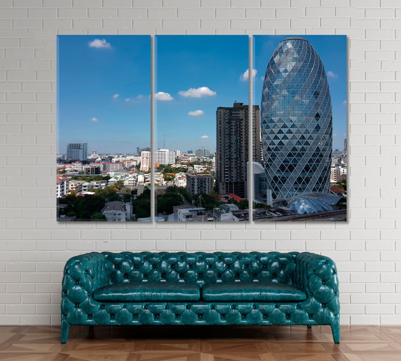 Office Building in Bangkok Canvas Print ArtLexy 3 Panels 36"x24" inches 