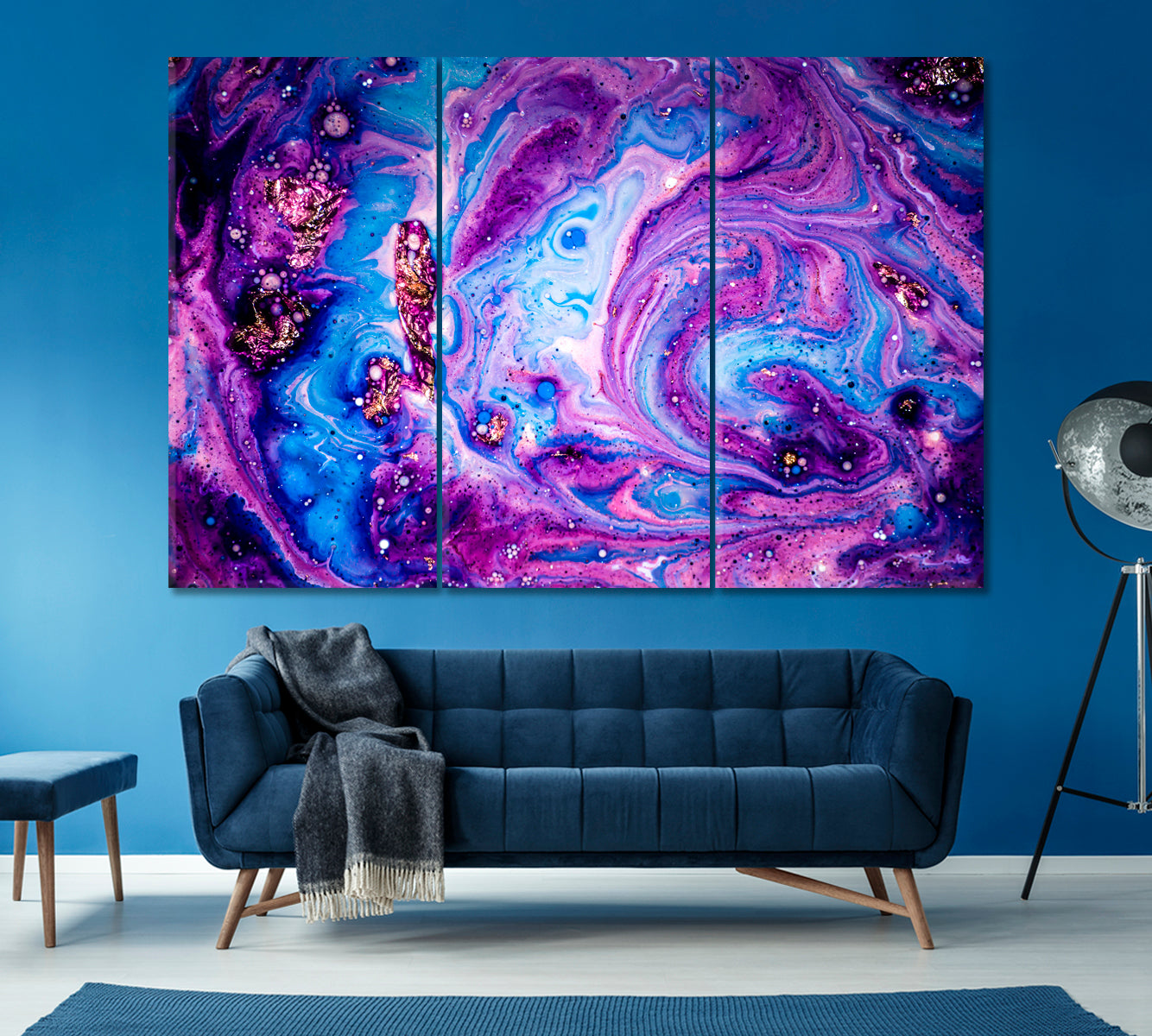luxury Purple Marble Pattern Canvas Print ArtLexy 3 Panels 36"x24" inches 